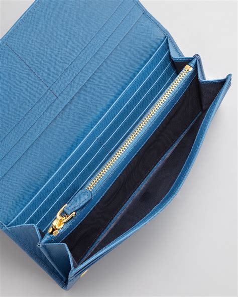 prada saffiano wallet blue